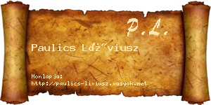 Paulics Líviusz névjegykártya